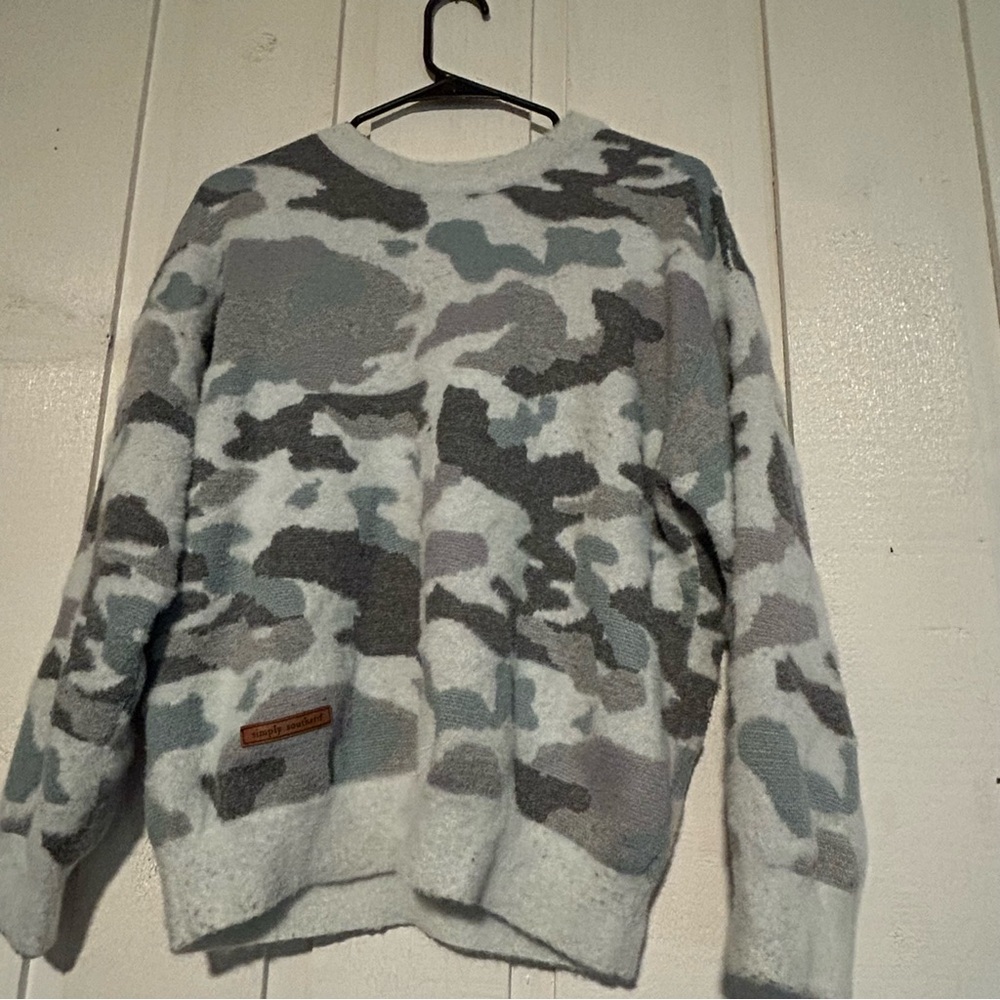Simply Southern Gray and White Crewneck Sweater